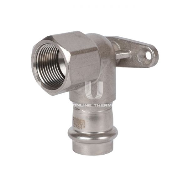 Угольник настенный (водорозетка) однораструбный с внутренней резьбой Rommer RSS-0011-002234, 3/4"?22 мм, пресс-обжим