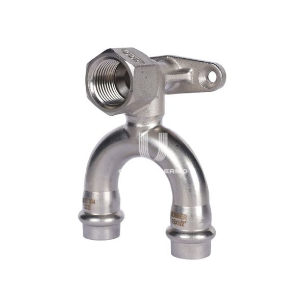 Тройник настенный (водорозетка) двураструбный с внутренней резьбой Rommer RSS-0012-001512, 1/2"?15 мм, пресс-обжим