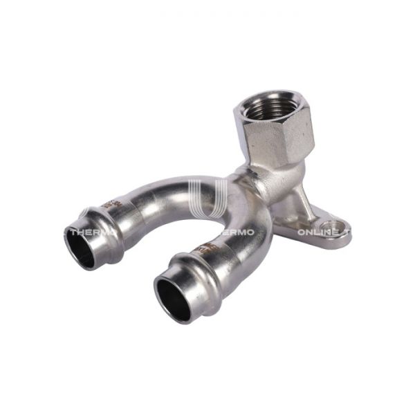 Тройник настенный (водорозетка) двураструбный с внутренней резьбой Rommer RSS-0012-001512, 1/2"?15 мм, пресс-обжим