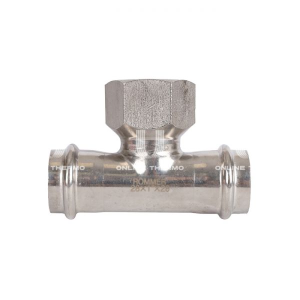 Тройник двураструбный переходной с внутренней резьбой Rommer RSS-0015-000281, 1"?28 мм, пресс-обжим