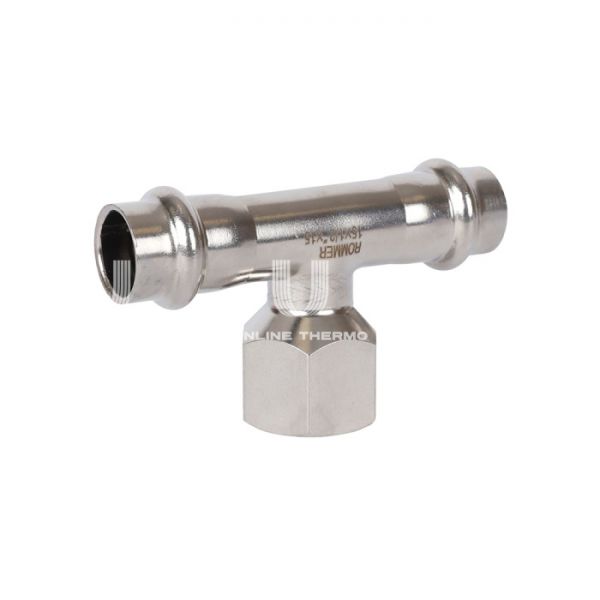 Тройник двураструбный переходной с внутренней резьбой Rommer RSS-0015-001512, 1/2"?15 мм, пресс-обжим