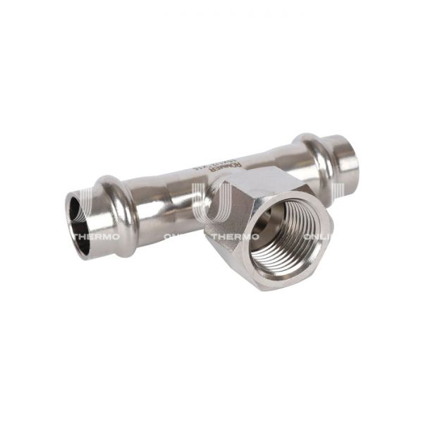 Тройник двураструбный переходной с внутренней резьбой Rommer RSS-0015-001512, 1/2"?15 мм, пресс-обжим