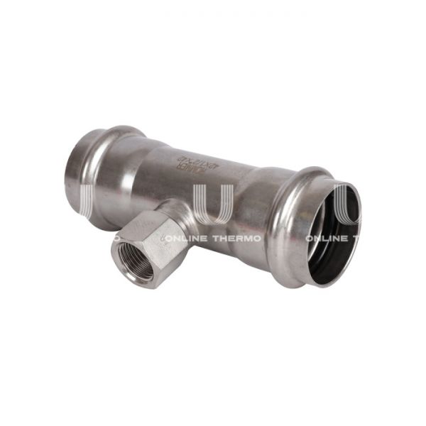 Тройник двураструбный переходной с внутренней резьбой Rommer RSS-0015-004212, 1/2"?42 мм, пресс-обжим