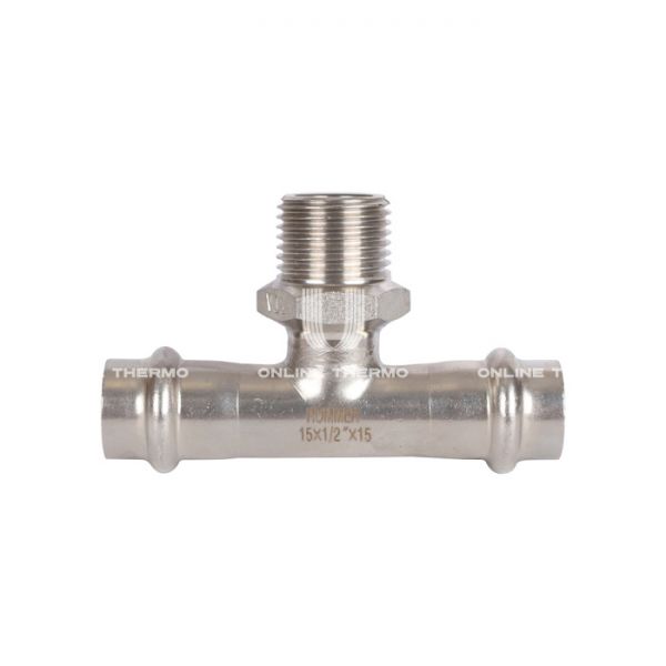Тройник двураструбный переходной с внутренней резьбой Rommer RSS-0016-001512, 1/2"?15 мм, пресс-обжим