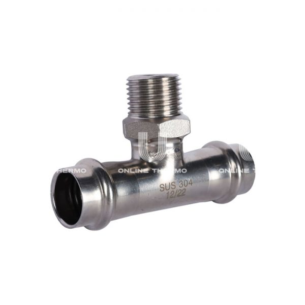 Тройник двураструбный переходной с внутренней резьбой Rommer RSS-0016-001812, 1/2"?18 мм, пресс-обжим