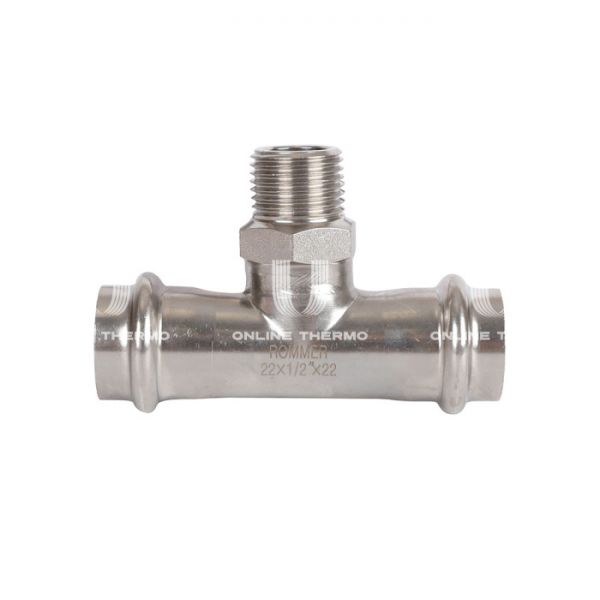 Тройник двураструбный переходной с внутренней резьбой Rommer RSS-0016-002212, 1/2"?22 мм, пресс-обжим