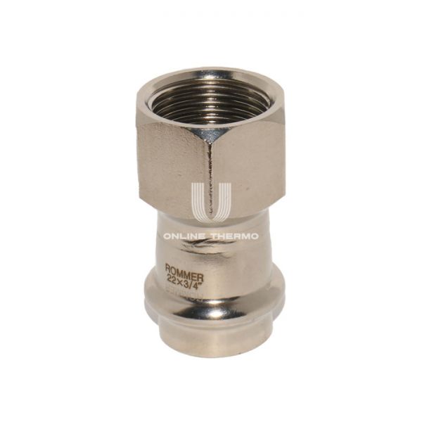 Переходник однораструбный с внутренней резьбой Rommer RSS-0022-002234, 3/4"?22 мм, пресс-обжим