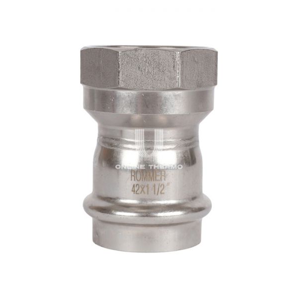 Переходник однораструбный с внутренней резьбой Rommer RSS-0022-042112, 1 1/2"?42 мм, пресс-обжим