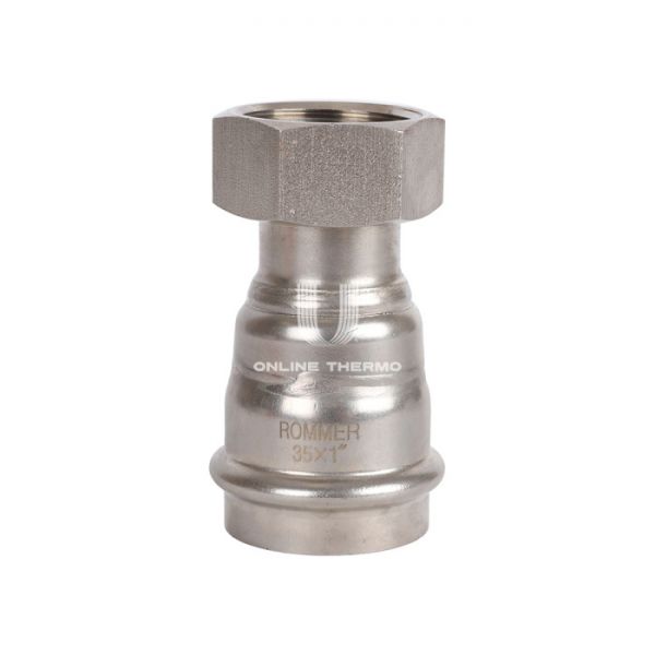 Переходник однораструбный с накидной гайкой Rommer RSS-0026-000351, 1"?35 мм, пресс-обжим