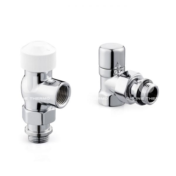 Комплект термостатический осевой с запорным угловым клапаном Royal Thermo Design RTE 07.0017 RT (НС-1460848), DN15 1/2" ВР-НР, без преднастройки