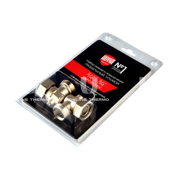 Набор узлов нижнего подключения Royal Thermo RTE 07.0021 3/4"х3/4"EK НГ-НР, угловой, раздельный, 2 шт.