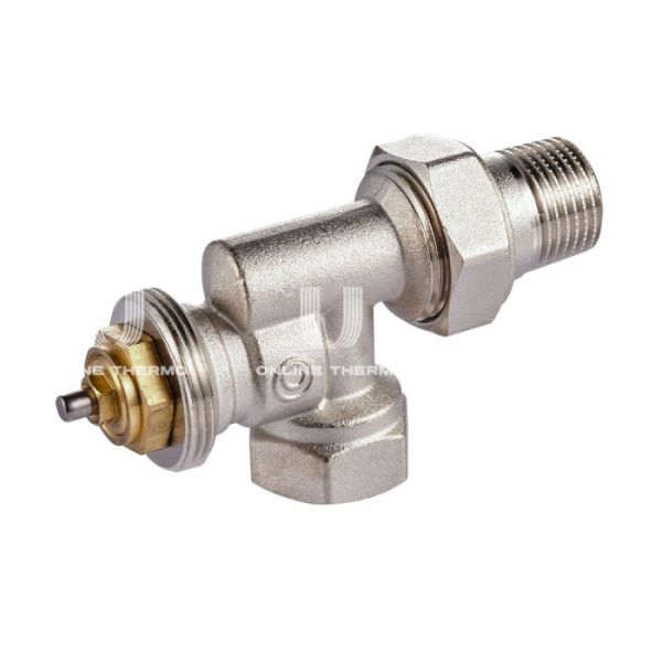 Комплект термостатический осевой с запорным угловым клапаном Royal Thermo RTE 07.011 (НС-1442892), DN15 1/2" ВР-НР, без преднастройки