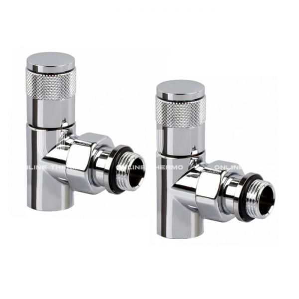 Комплект радиаторных клапанов (вентилей) ручной регулировки Royal Thermo Piano RTE 50.028 1/2" ВР-НР, угловой, с антипротечкой, комплект из 2 шт.