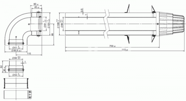 *Royal Thermo Дымоход коаксиальный комплект 60/100