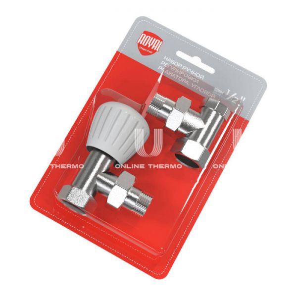 Комплект радиаторных угловых клапанов ручной регулировки Royal Thermo RTO 50.011 1/2" ВР-НР, 2 шт.