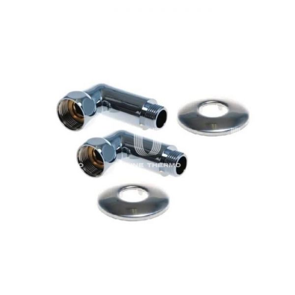 Угольник (угол) переходной для полотенцесушителей Royal Thermo SG 741SCH1005 1"х3/4", 2 шт., с накидной гайкой и штуцером, хром