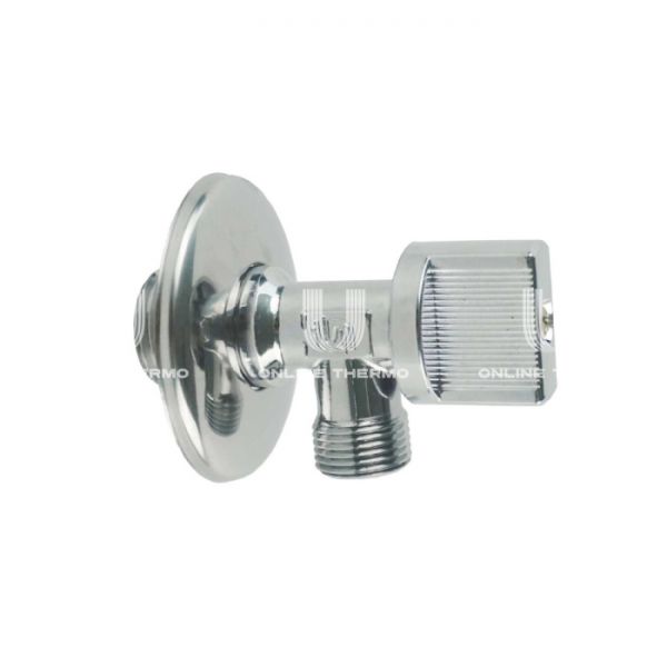 Кран шаровый угловой для сантехнических приборов SantechSystems 1/2" НР, с розеткой, ручка-флажок