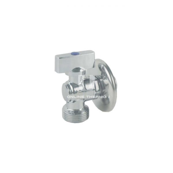 Кран шаровый угловой для сантехнических приборов SantechSystems 1/2×3/4" НР, с розеткой, ручка-флажок