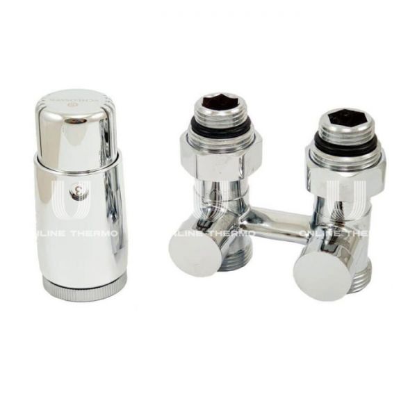 Комплект Schlosser Standard из узла нижнего подключения 1/2"х3/4" ЕК и термоголовки М30х1.5 600800057, с ниппелями, прямой