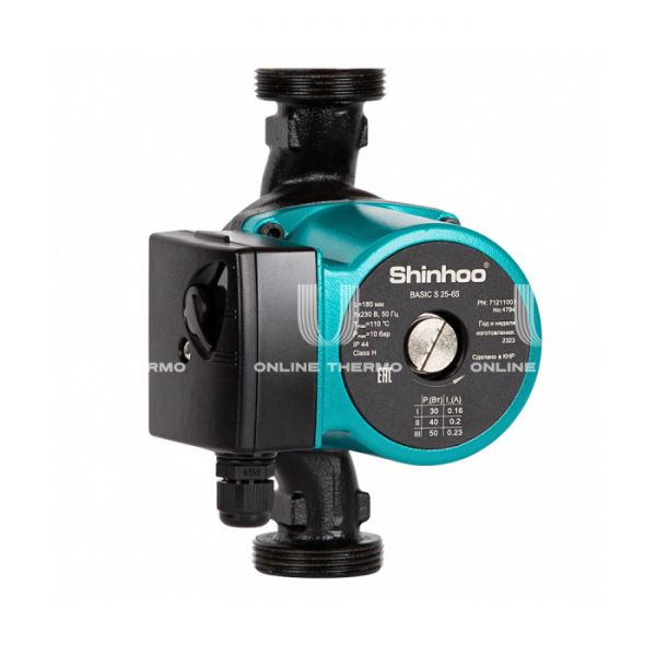 Насос циркуляционный Shinhoo BASIC S 32-6S 71211005, с гайками, база 180 мм