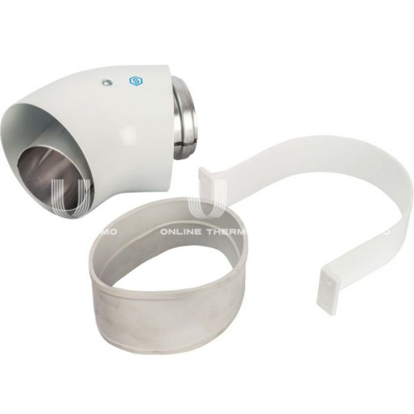 Элемент дымохода Stout отвод коаксиальный 45° DN60/100, п/м уплотнения и хомут в комплекте