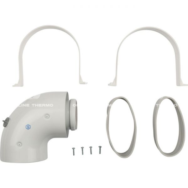 Элемент дымохода Stout DN60/100 адаптер для котла угловой 90° коакс. (совместимый с Baxi,Viessmann)