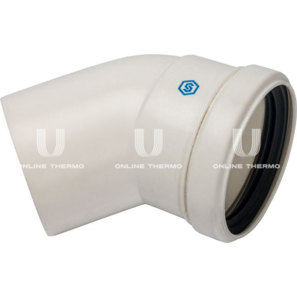 Элемент дымохода Stout конденсац. угол 45° DN80 м/п PP-FE