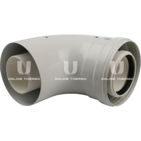 Элемент дымохода Stout конденсац. угол 90° DN60/100 м/п с инспекционным окном PP-FE