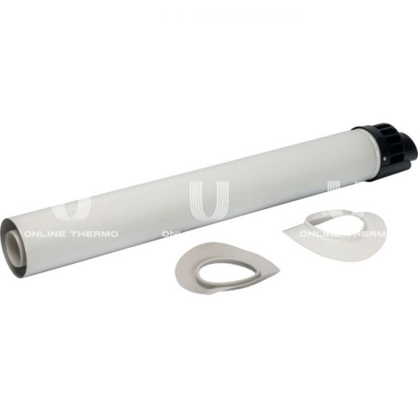 Элемент дымохода Stout конд. участок для прохода через стену с манж. и огол.  854 мм DN60/100 м/п PP-FE