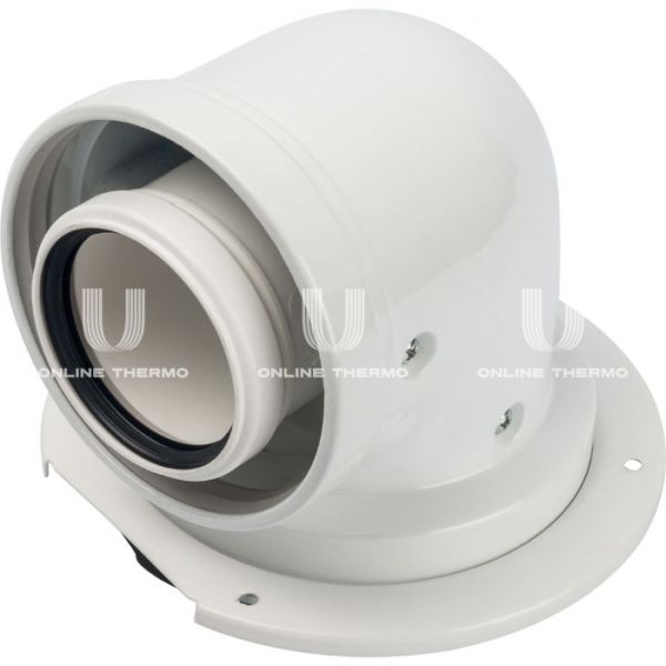 Элемент дымохода Stout конденсац. адаптер 90° DN60/100 м/п PP-AL с фланцем (совместим. с Bosch)