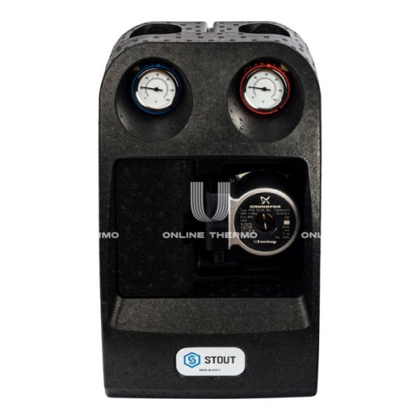Насосная группа Stout SDG-0002-002502 DN 25 (1") с термосмесителем и насосом Grundfos UPSO 25-65