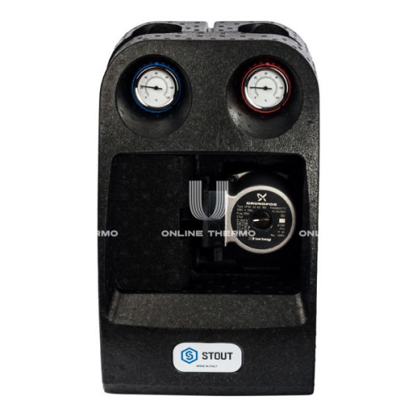 Насосная группа Stout SDG-0007-003202 DN 32 1''1/4' с приводным смесителем и насосом Grundfos UPSO 25-65, подача справа