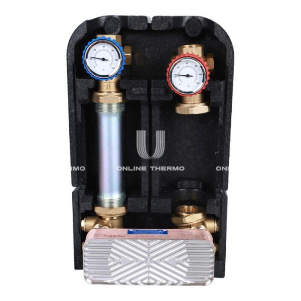 Насосная группа Stout SDG-0038-182501 DN 25 (1") с разделительным теплобменником (18 пластин), без насоса, подача справа