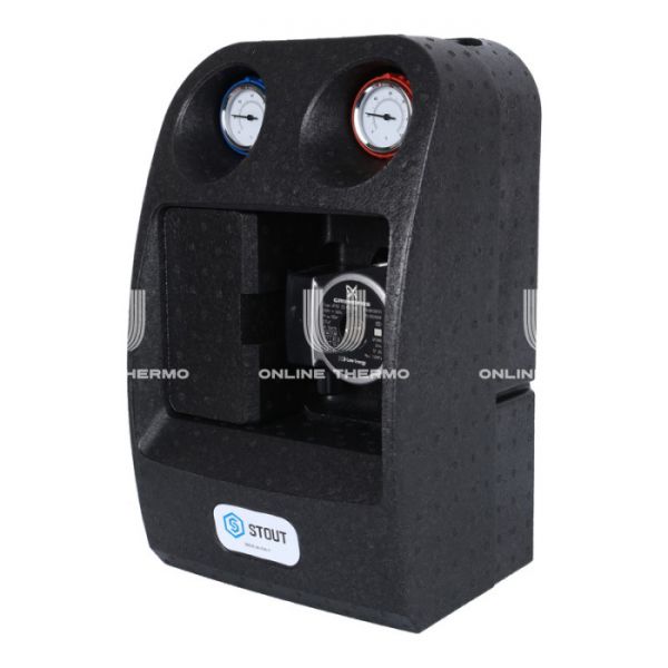 Насосная группа Stout SDG-0038-282502 DN 25 (1") с разделительным теплобменником (28 пластин) и насосом Grundfos UPSO 25-65, подача справа