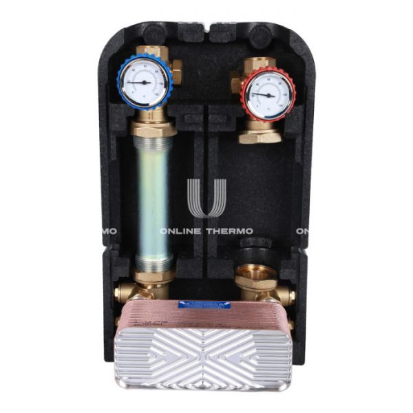 Насосная группа Stout SDG-0038-342501 DN 25 (1") с разделительным теплобменником (34 пластины) и насосом Grundfos UPSO 25-65, подача справа