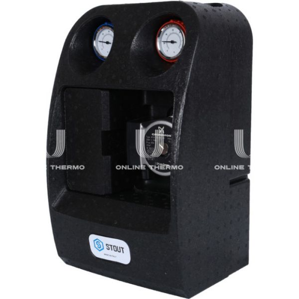 Насосная группа Stout SDG-0038-342502 DN 25 (1") с разделительным теплобменником (34 пластины) и насосом Grundfos UPSO 25-65, подача справа