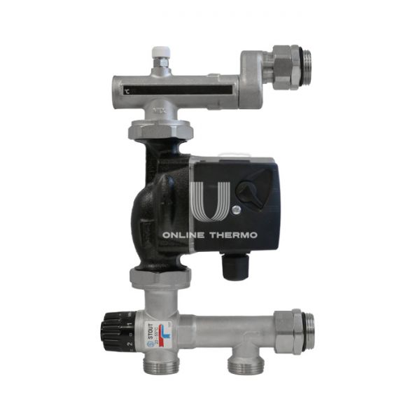 Насосно-смесительный узел Stout с термостатическим клапаном 20-55°C  с насосом UPSO 25-65, 130 mm