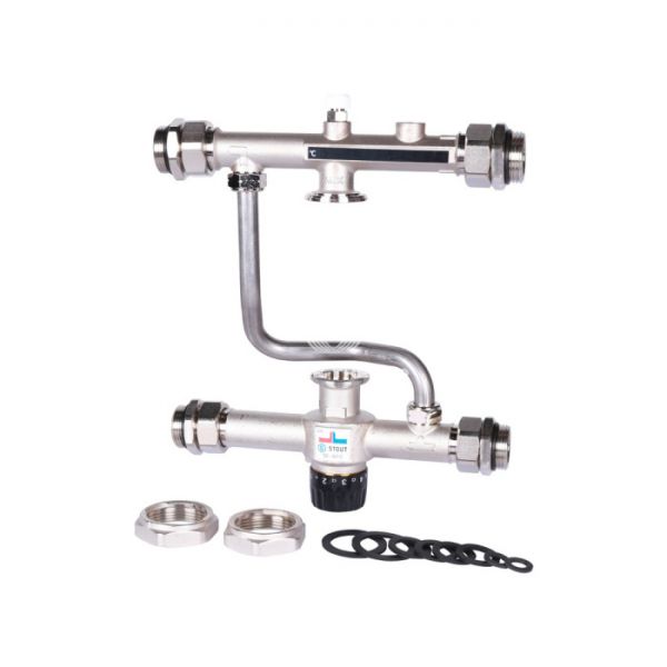 Насосно-смесительный узел Stout SDG-0120-007000, с термостатическим клапаном 30-60°C, без насоса