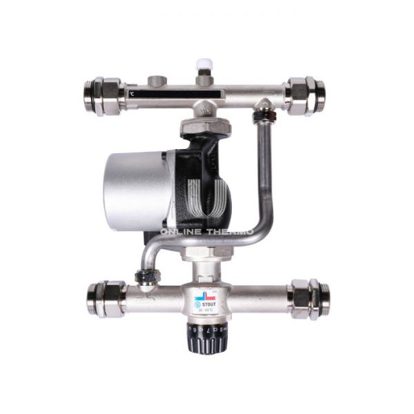 Насосно-смесительный узел Stout SDG-0120-007001, с термостатическим клапаном 30-60°C, с насосом UPSO 25-65, 130 мм