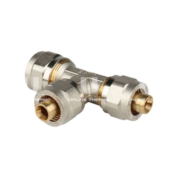 Тройник переходной Stout SFS-0010-201616, 20х16х16 мм, никелированный, компрессионный