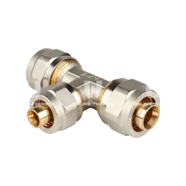 Тройник переходной Stout SFS-0010-201620, 20х16х20 мм, никелированный, компрессионный