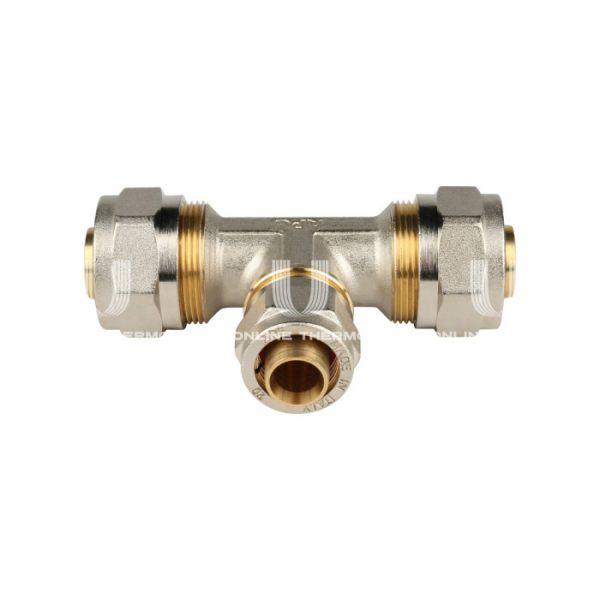 Тройник переходной Stout SFS-0010-262026, 26х20х26 мм, никелированный, компрессионный