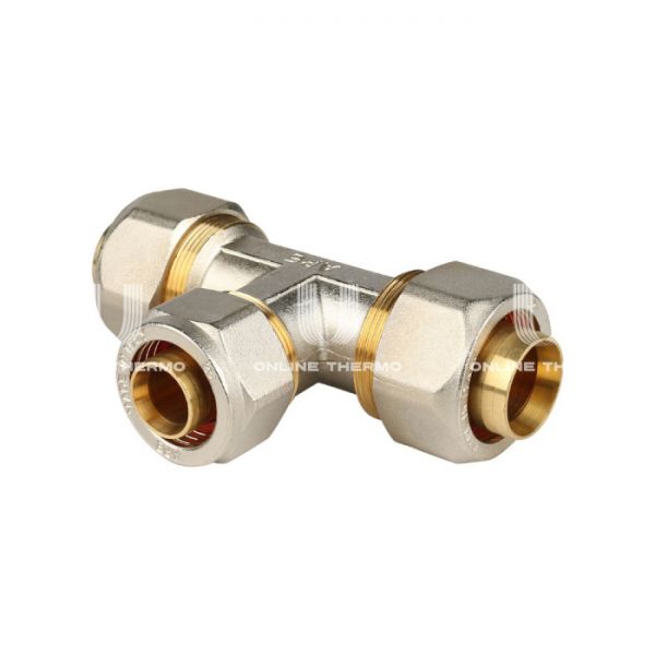 Тройник переходной Stout SFS-0010-322632, 32x26x32 мм, никелированный, компрессионный