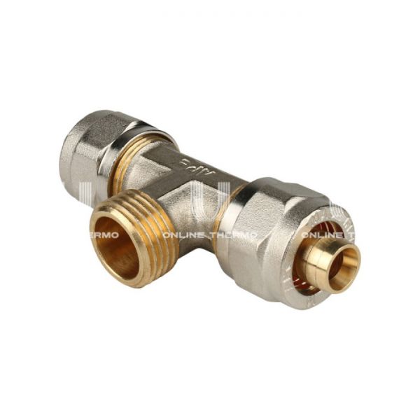 Тройник с наружной резьбой Stout SFS-0011-001216 1/2"х16, никелированный, компрессионный