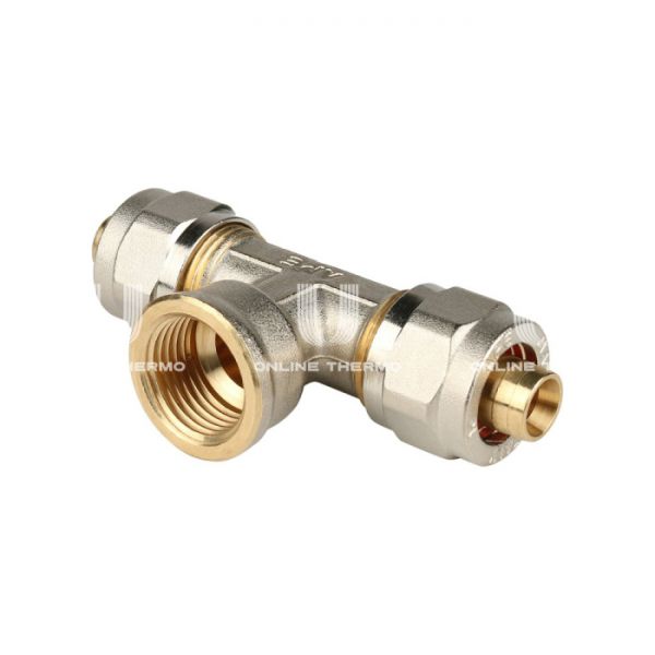 Тройник с внутренней резьбой Stout SFS-0012-001216 1/2"х16, никелированный, компрессионный