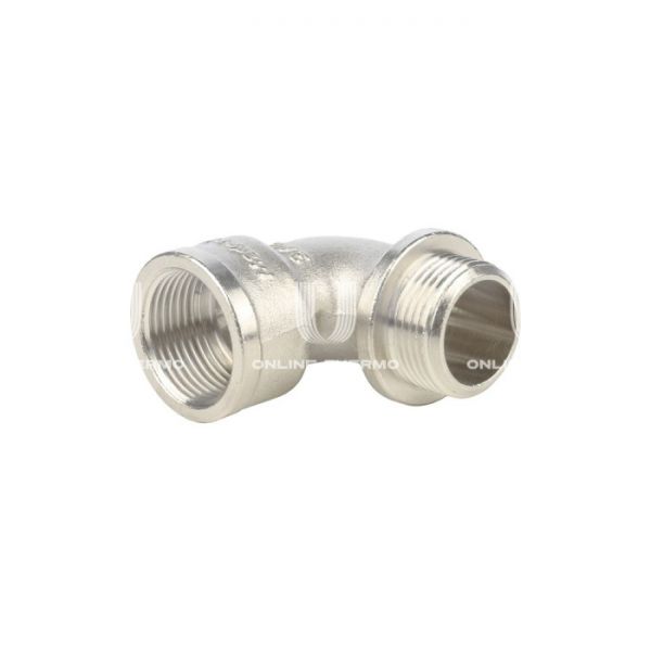 Угольник равносторонний с внутренней и наружной резьбой Stout с упором НВ никелированный 1/2”