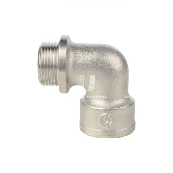 Угольник равносторонний с внутренней и наружной резьбой Stout с упором НВ никелированный 1"1/2