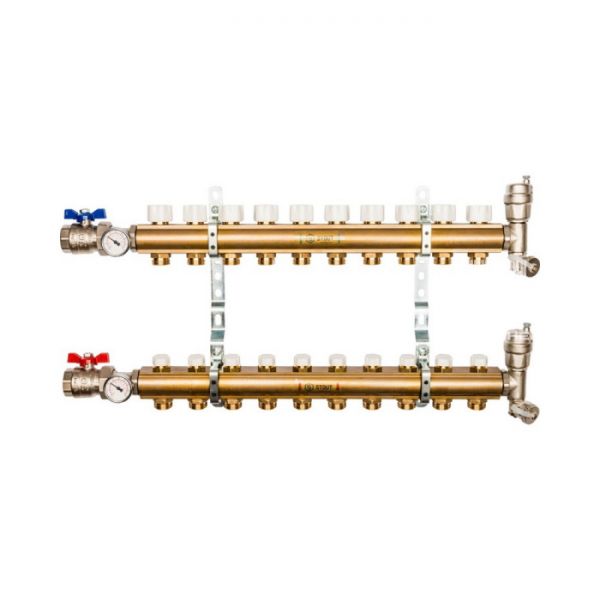 Распределительный коллектор Stout из латуни без расходомеров 10 вых.
