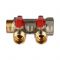 Коллектор Stout с шаровыми кранами 3/4", 2 отвода 1/2" (красные ручки)