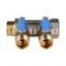 Коллектор Stout с шаровыми кранами 3/4", 2 отвода 1/2" (синие ручки)